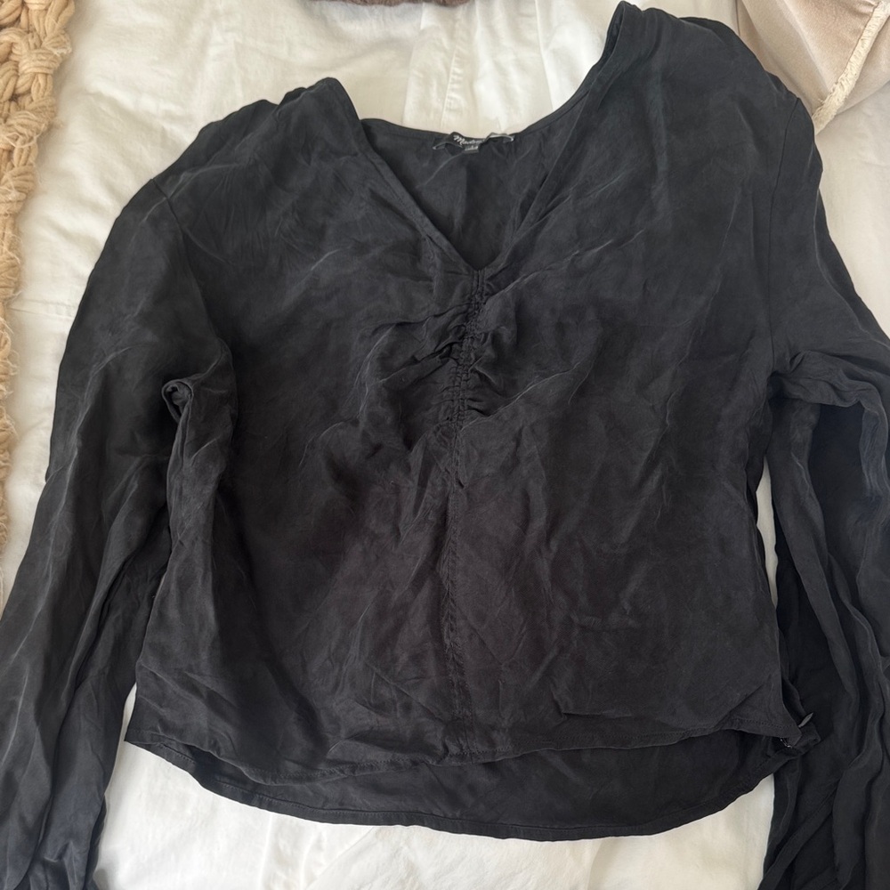 Madewell Black Ruched Blouse